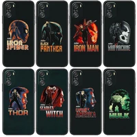 marvel hero cell phone for xiaomi redmi note 10s 10 9t 9s 9 8t 8 7s 7 6 5a 5 pro max soft black phone case
