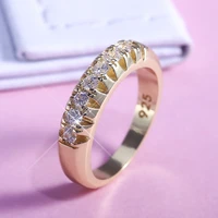 bsn high quality office lady accessories rings golden color halo micro paved casual style female jewel with size 6 10 2019