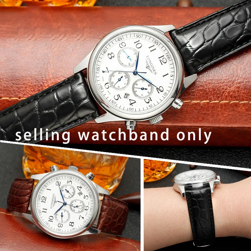 Blue crocodile leather watch strap for Omega Montblanc Casio Longines men's wristband 18mm 19mm 20mm 21mm 22mm