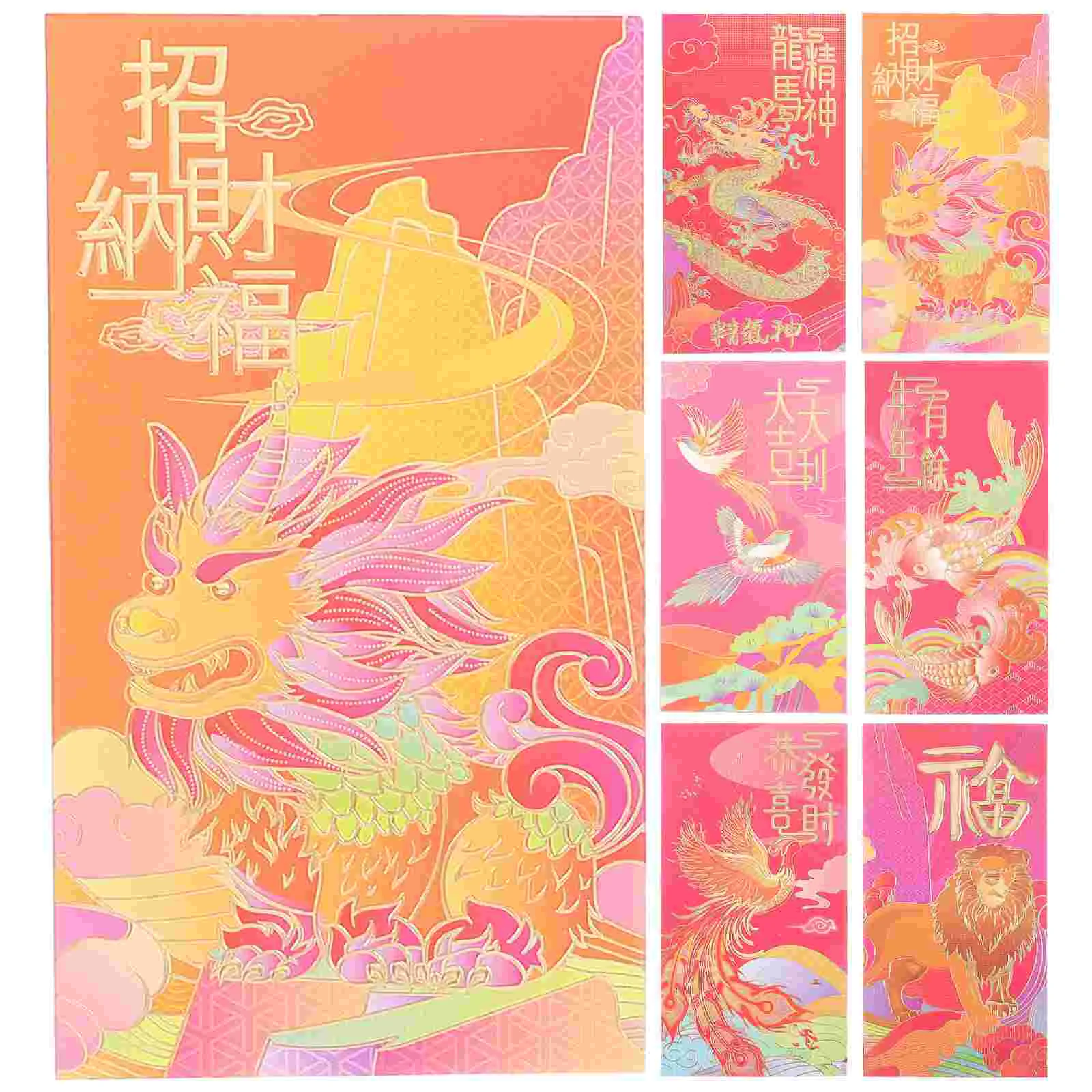 

12pcs Chinese New Year Red Pocket 2024 Lucky Money Pocket Spring Festival Wedding Red Envelopes