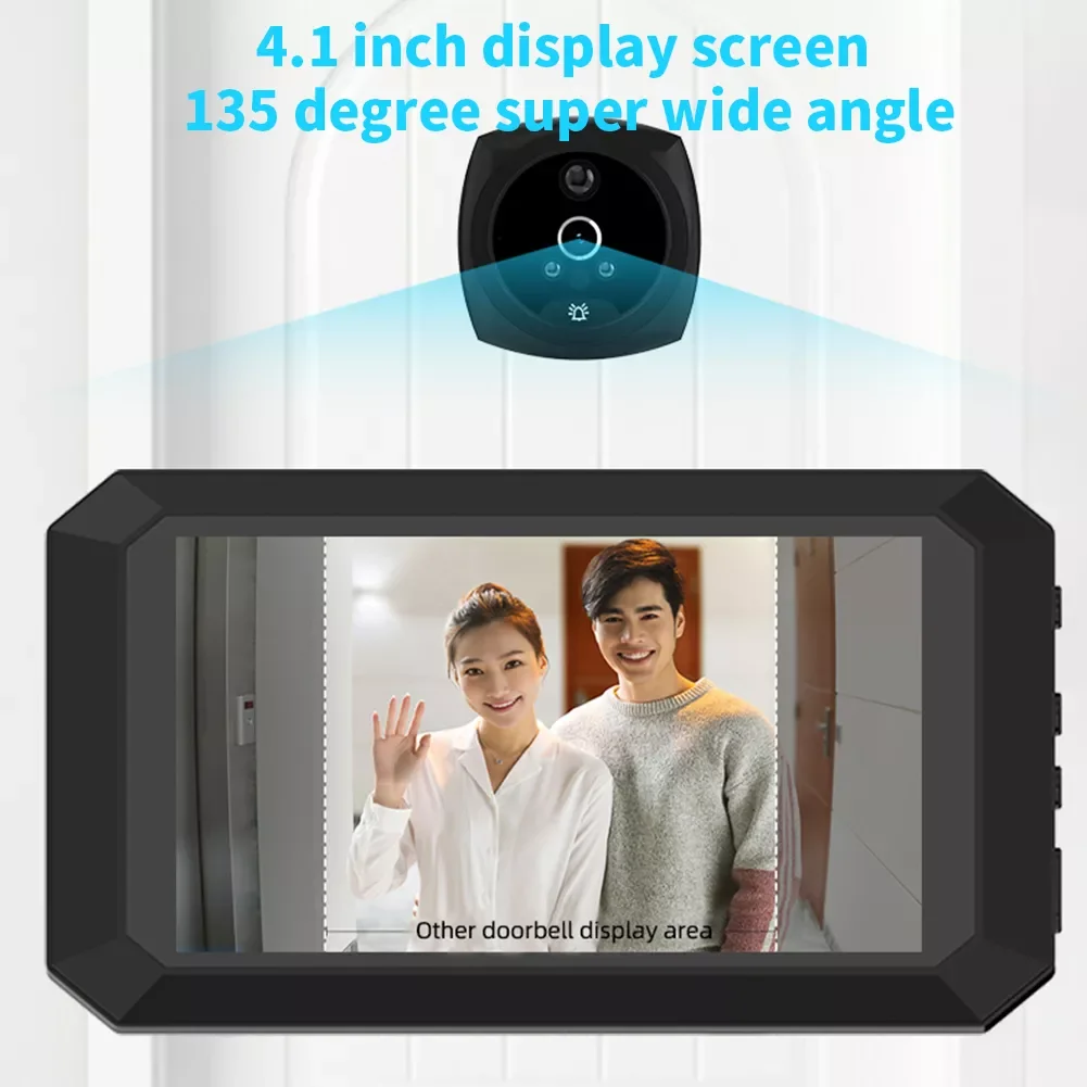 4.1 inch Video Peephole Doorbell Camera HD 1080P Night Vision Monitor 135 Degree Angle Peephole Viewer Video Eye Door Camera enlarge