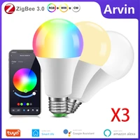 15w tuya zigbee smart home light bulb e27 rgbw led lamp dimmable with smart life app compatible alexa google home