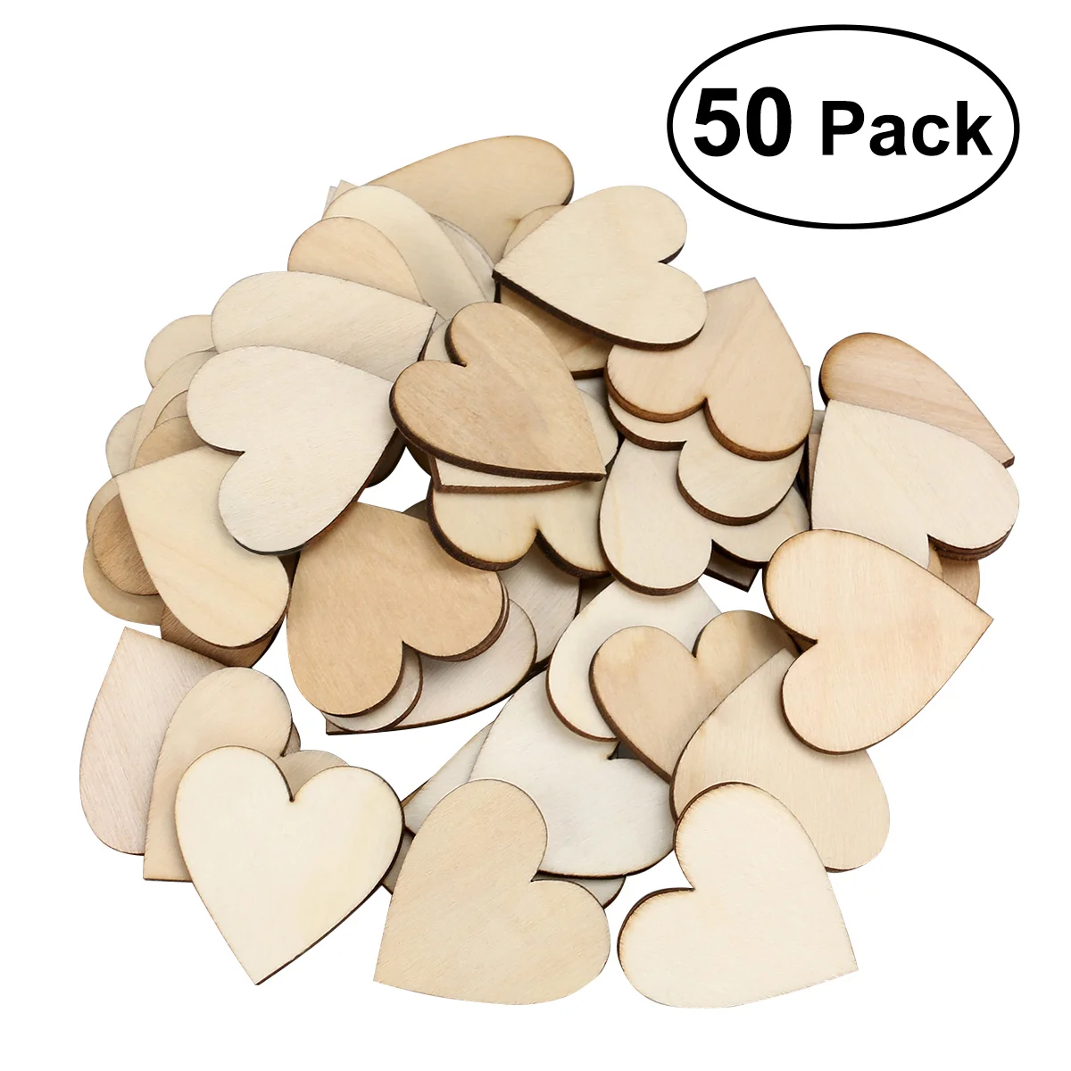 

OULII 50pcs 40mm Blank Heart Wood Slices Discs for DIY Crafts Embellishments (Wood Color)