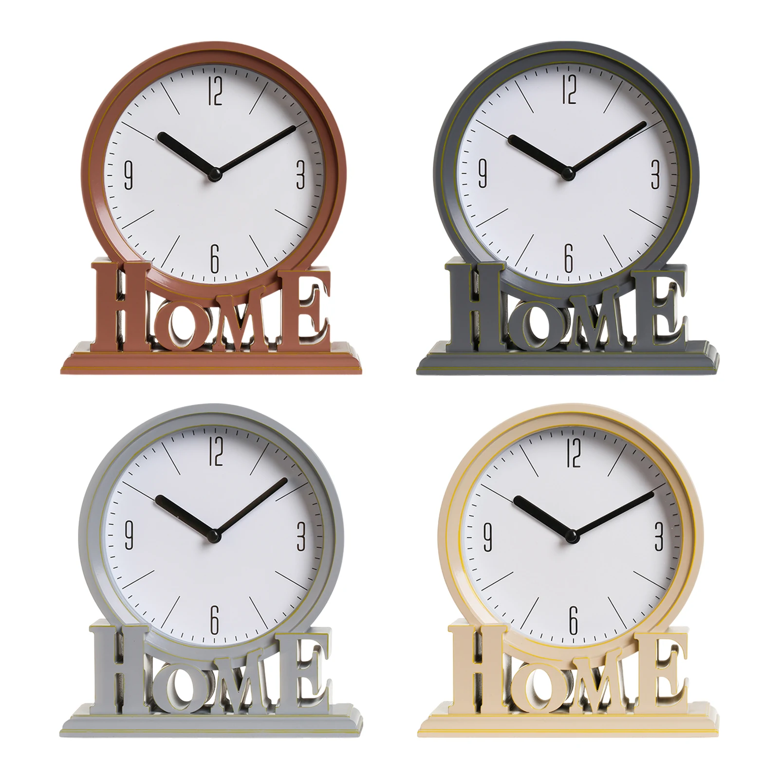 

Desk Clock Fireplace Silent Battery Powered Shelf Home Decorative Table Clocks for Ornament Bedroom Farmhouse Bathroom Home