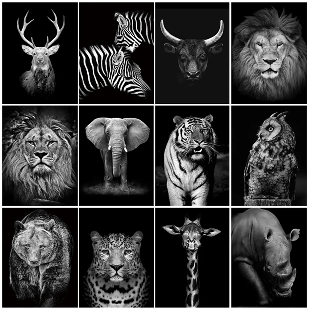 

Черно-белая 5D картина из страз "сделай сам", искусственная картина с оленем, полная вышивка крестиком, алмазная вышивка, мозаика, домашний де...