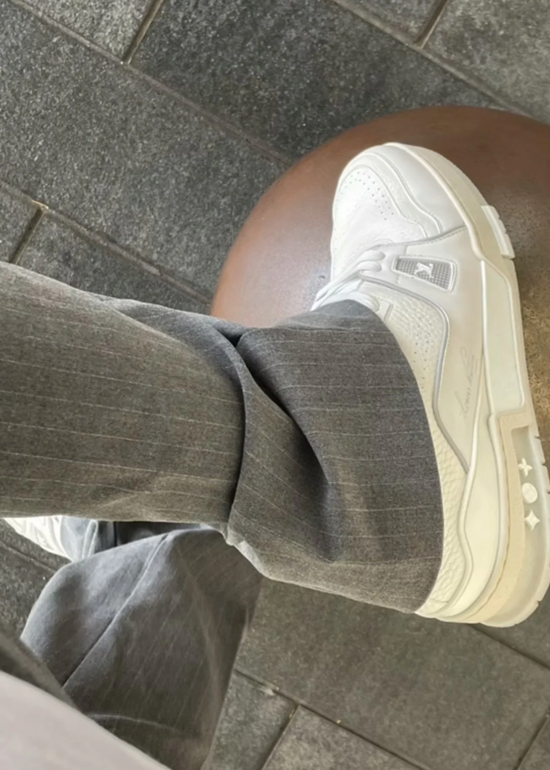 Haonanhuang Haonan Желтые овечьи шерстяные смешанные брюки с резинкой в полоску