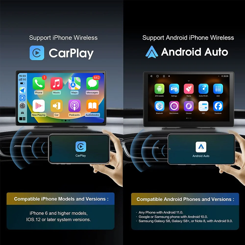 JIUYIN 9-дюймовый универсальный автомобильный радиоприемник беспроводной Carplay Apple