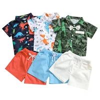 baby boy floral printed clothing set summer short sleeve shirt topspants 2pcs gentleman 0 1 2 3 4 year kid holiday beach outfit