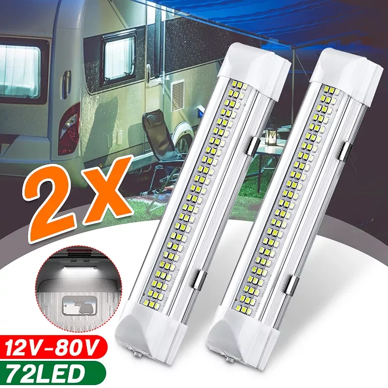 

1/2/4Pcs 72 LED Bar Car Interior White Strip Light Car Interior Lamp with On/Off Switch Van Cabin Lorry Truck Camper Boat Camper