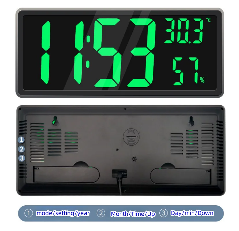 Большие Настенные Часы С Очень Большим Зеркалом Дисплеем Цифровым Домашним