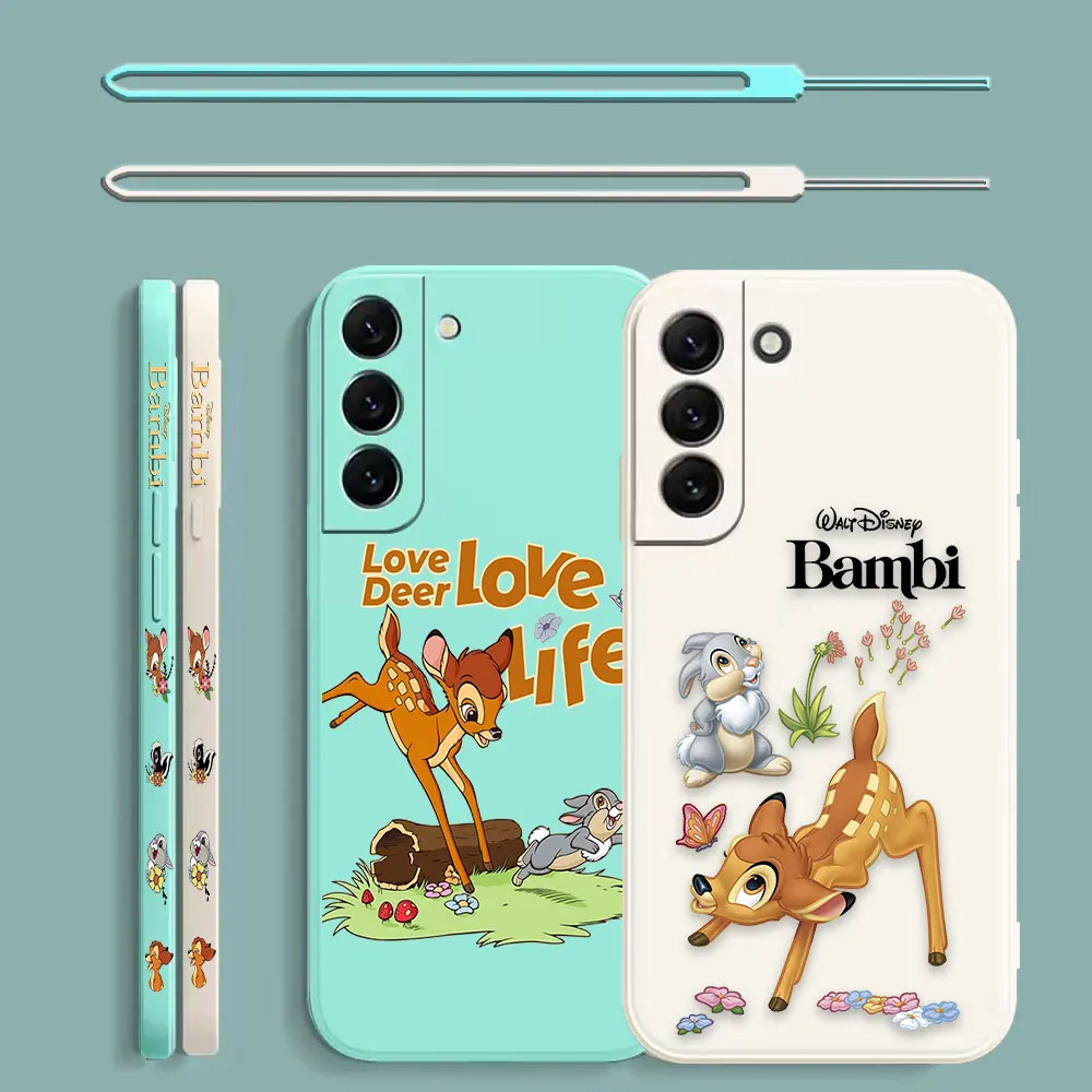 

Anime Bambi Phone Case For Samsung Galaxy S23 S22 S21 S20 FE Ultra S11 S11E S10 S10E S9 Plus Lite Liquid Left Rope Cover Fundas