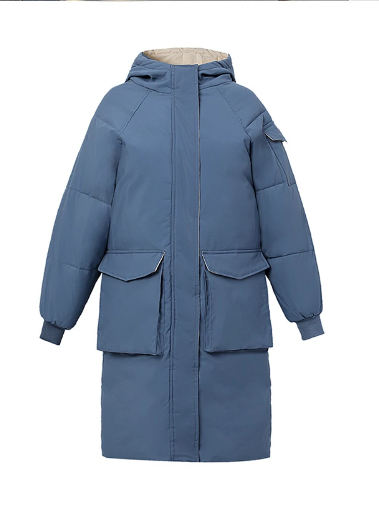 Coat Women Winter Jacket Solid Color Thickened Cotton Coat Zipper Hooded Cotton Jacket Loose Coat Long Parkas Female Clothing