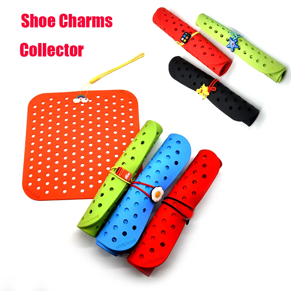 

1pcs 10*10 Inches PVC Shoe Charm Organizer Croc Charm Collector Display Pad Hanging Portable Pin Croc Storage Board Black Pink
