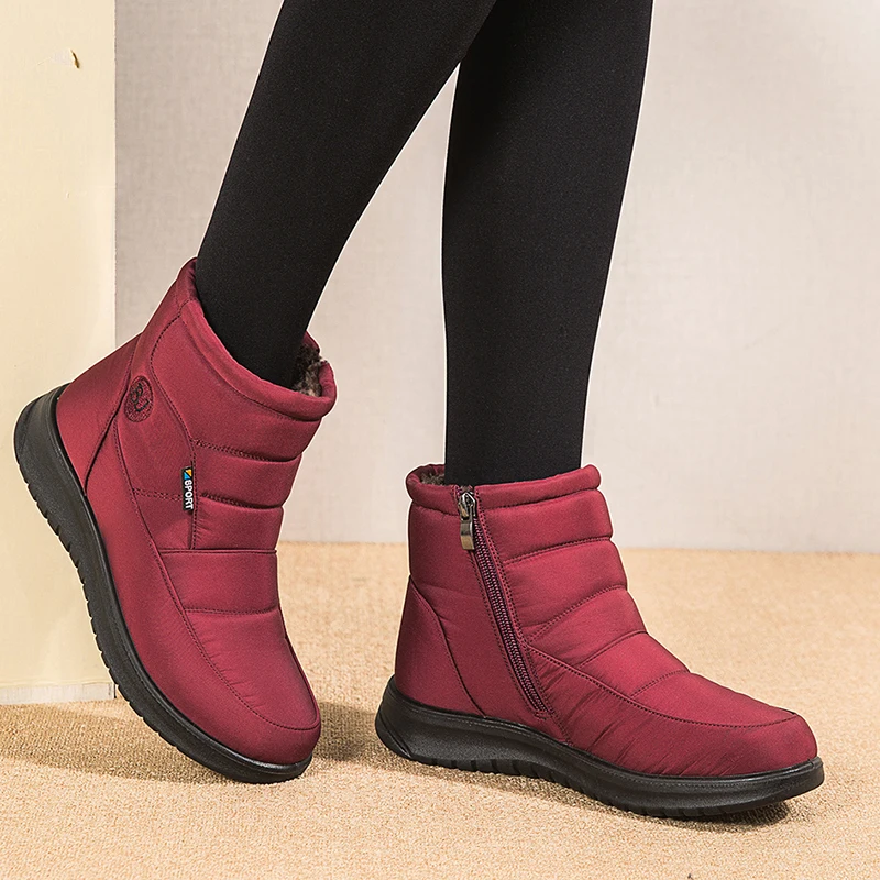 

Женские зимние ботинки на плоской подошве, женские ботинки, ботинки на платформе с молнией, мягкие повседневные ботинки, женская зимняя обу...