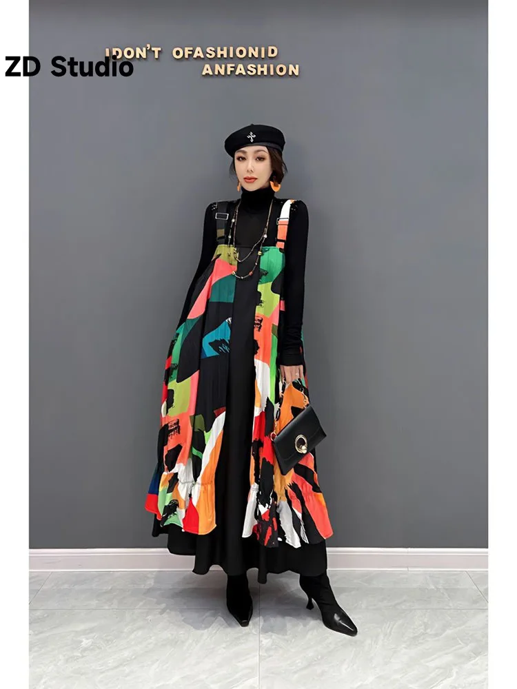

[ZD Studio] 2023 Summer New Korean Edition Fashion Trend Flower Strap Dress Women's Loose robe