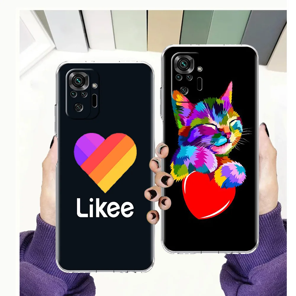 

Likee Funny Cat Bear Love Luxury Transparent Phone Case For Redmi 11 10 K40 8A 9A 9C Note 7 8 8T 9 9S 10 Pro Plus 4G Soft Shell