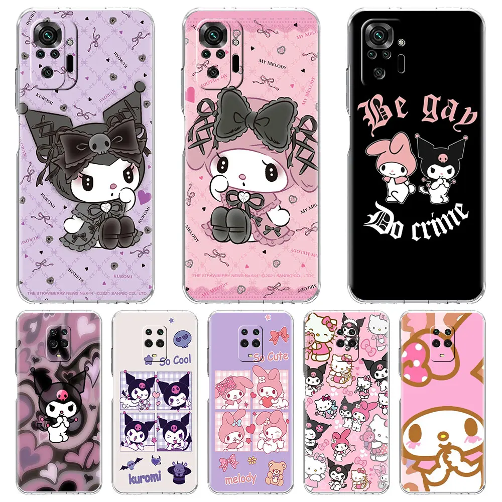 

My Melody Kuromi Cute Clear Case For Xiaomi Redmi Note 11 Pro 10 9 9S 8 8T 7 9A 9C 9T 10 10C K40 Transparent Soft Phone Cover