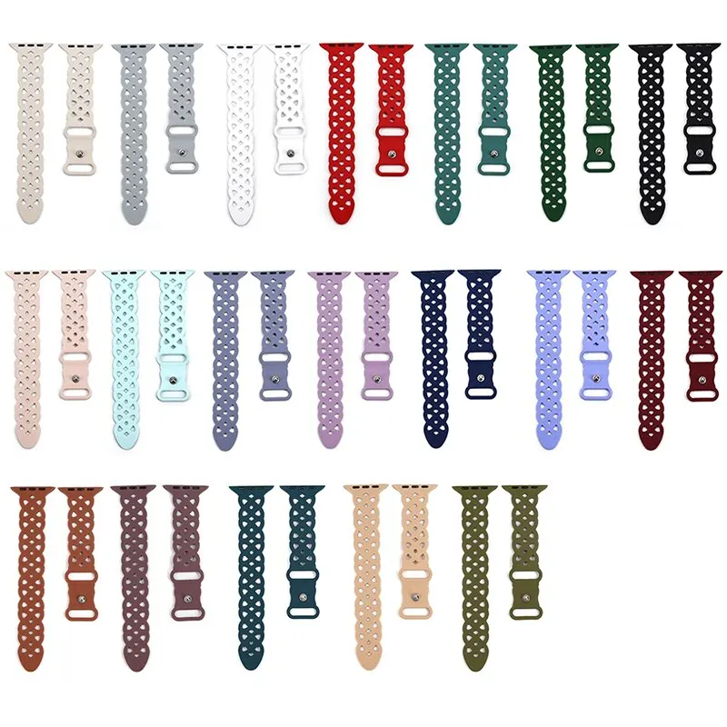 Силиконовый ремешок для Apple Watch 8 7 6 SE 5 4 3 Ультра однотонный дышащий браслет IWatch Band