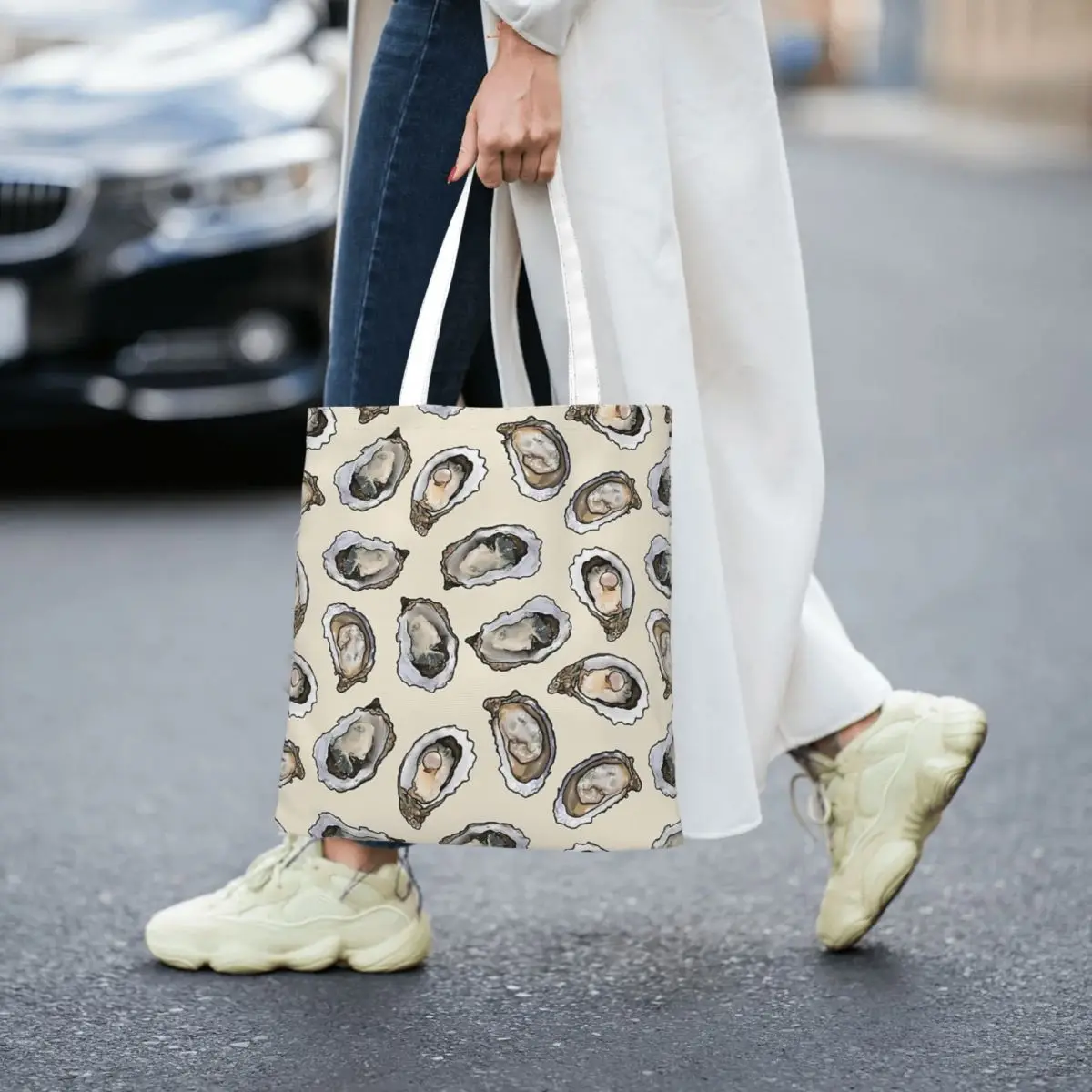 

Oysters And Pearls In Cream Women Canvas Handbag Large Capacity Shopper Bag Tote Bag withSmall Shoulder Bag