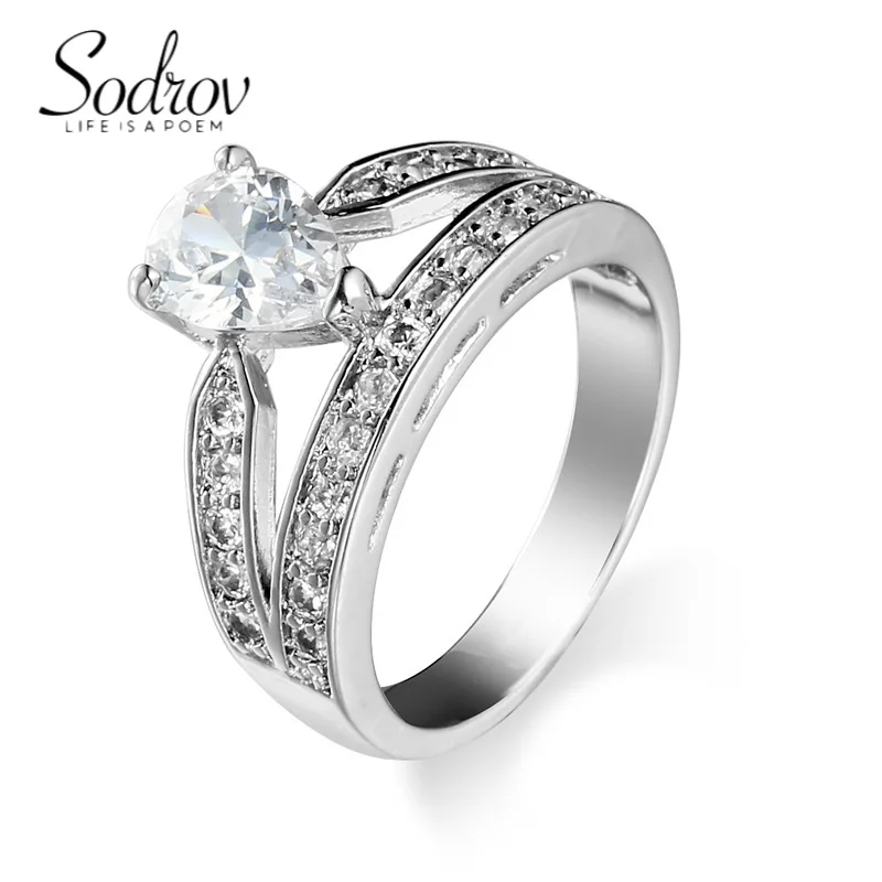 

SODROV classic double layer drop zircon jewelry wedding engagement rings for women