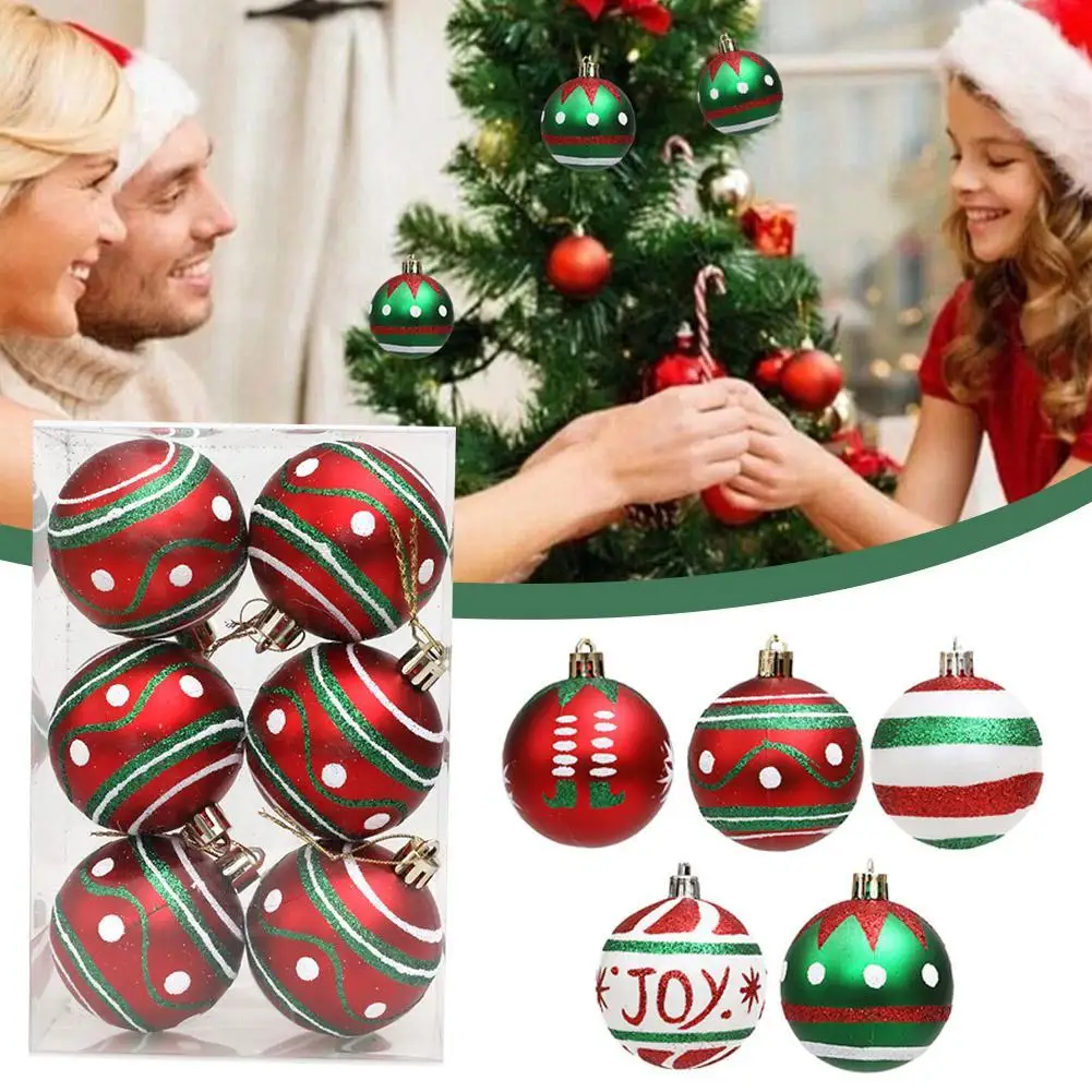 

6Pcs/box 6cm Christmas Ball Ornaments Xmas Tree Hanging Pendant Christmas Decorations For Home 2023 Navidad Natal New Year Gift