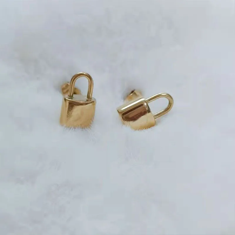 

Геометрические серьги с замком Золотые женские ювелирные изделия из титановой стали подарки для женщин Простые новые модные аксессуары дл...