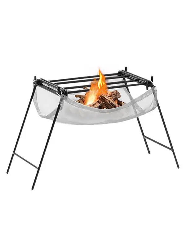 

BBQ Tools Wood Stove Stand Frame Fire Rack Outdoor Camping Campfire Fire Rack Garden Backyard Foldable Mesh Fire Pit