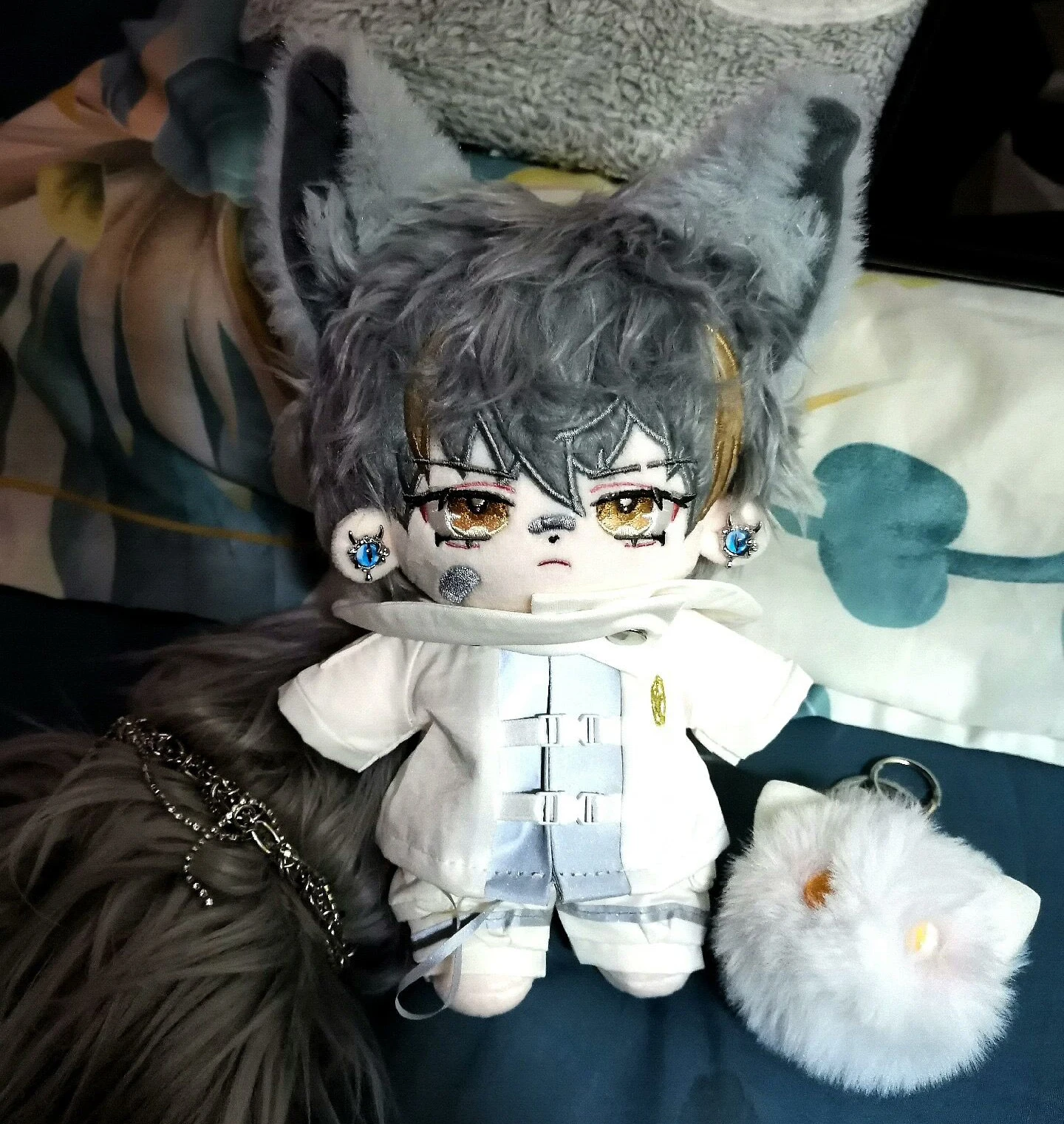 

Плюшевая игрушка для косплея, милое животное монстра, хвост с ушками зверя, модная Кукла, наряд для фанатов, подарок на Рождество, 20 см