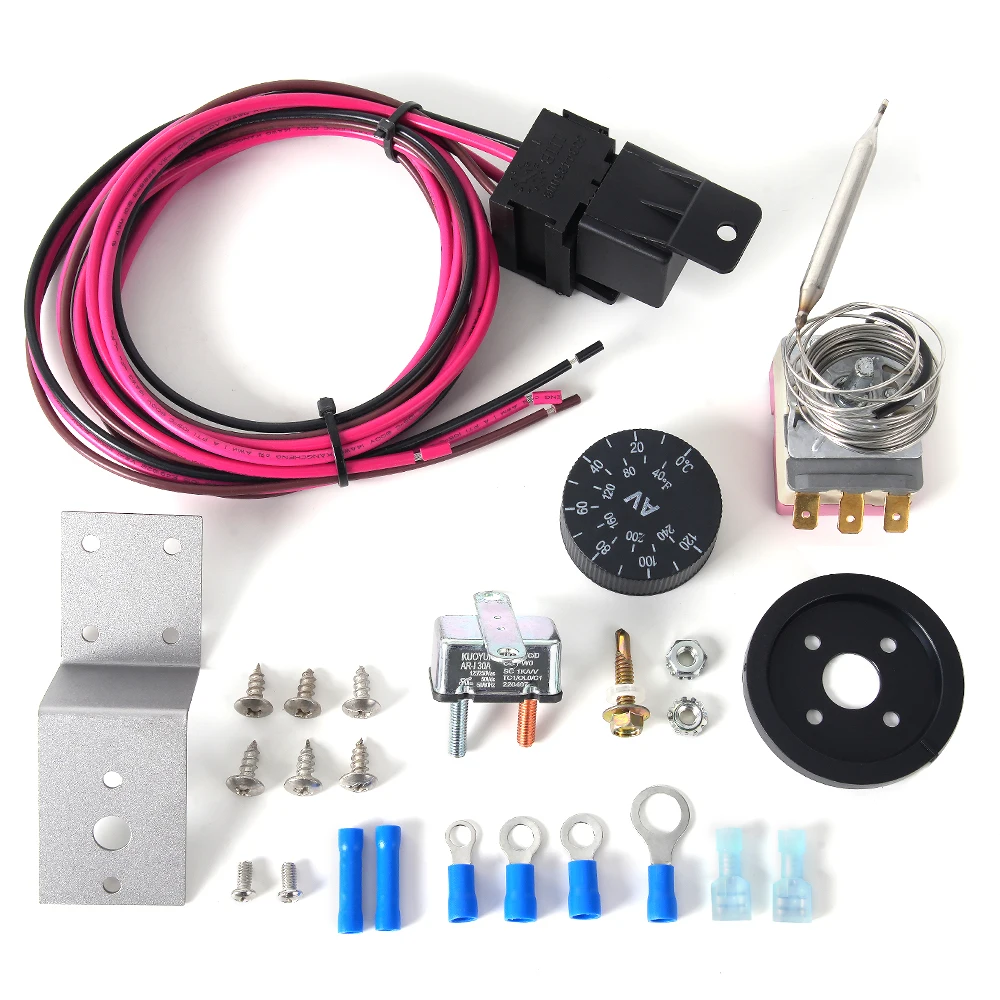 

RASTP-регулируемый автомобильный термостат 60А, комплект релейных проводов с регулятором температуры для электрического вентилятора радиатора WH003