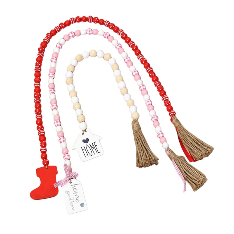 

Деревенская деревенская деревянная гирлянда из бусин с кисточками и деревянным домашним знаком для натурального деревенского домашнего д...