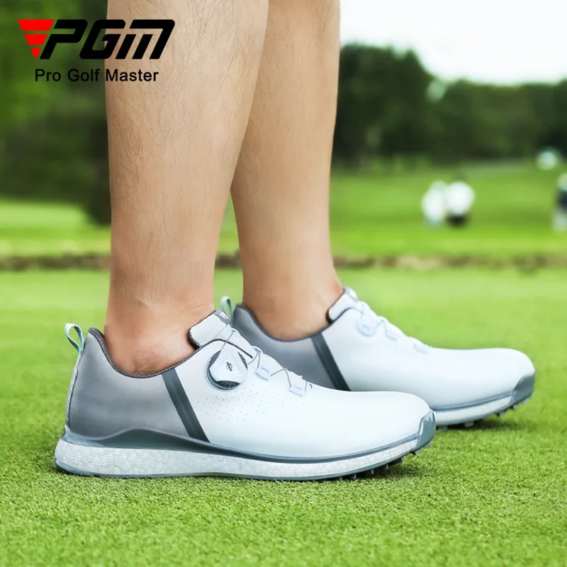 New Men's Golf Sneakers Golf Men's Shoes Button Shoe Laces Anti-Slip Waterproof Breathable Popcorn Soft Sole Outdoor Sports Shoe