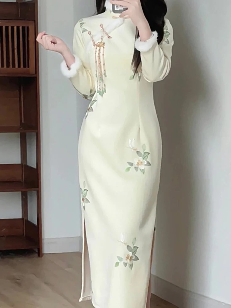 Улучшенное женское осенне-зимнее платье Young Sle 2023 новое зимнее милое утепленное