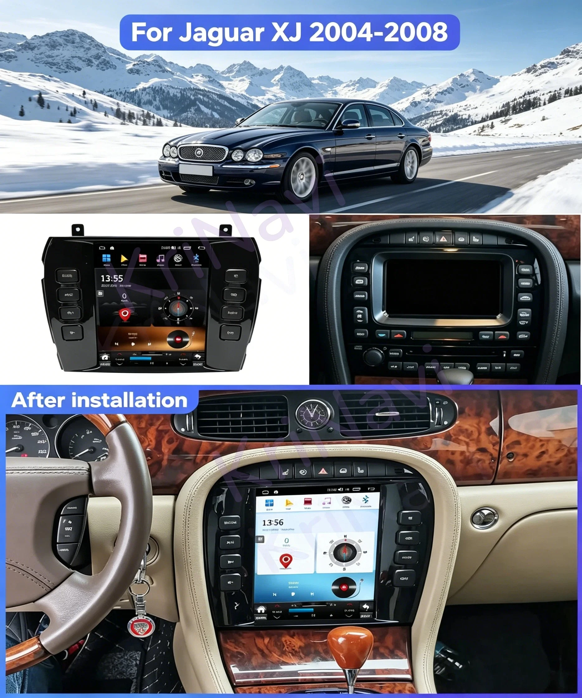Фото Для Jaguar XJ X-TYPE S-TYPE 2005-2011: навигационная GPS-система, автомобильное радио, мультимедийный DVD-плеер, стереосистема, 4G, Wi-Fi, Android Auto, CarPlay №1