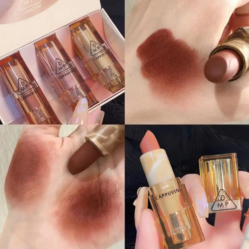 

Водостойкая матовая нюдовая помада для макияжа, стойкая бархатная красная пикантная красная коричневая помада для макияжа, стойкая Профес...