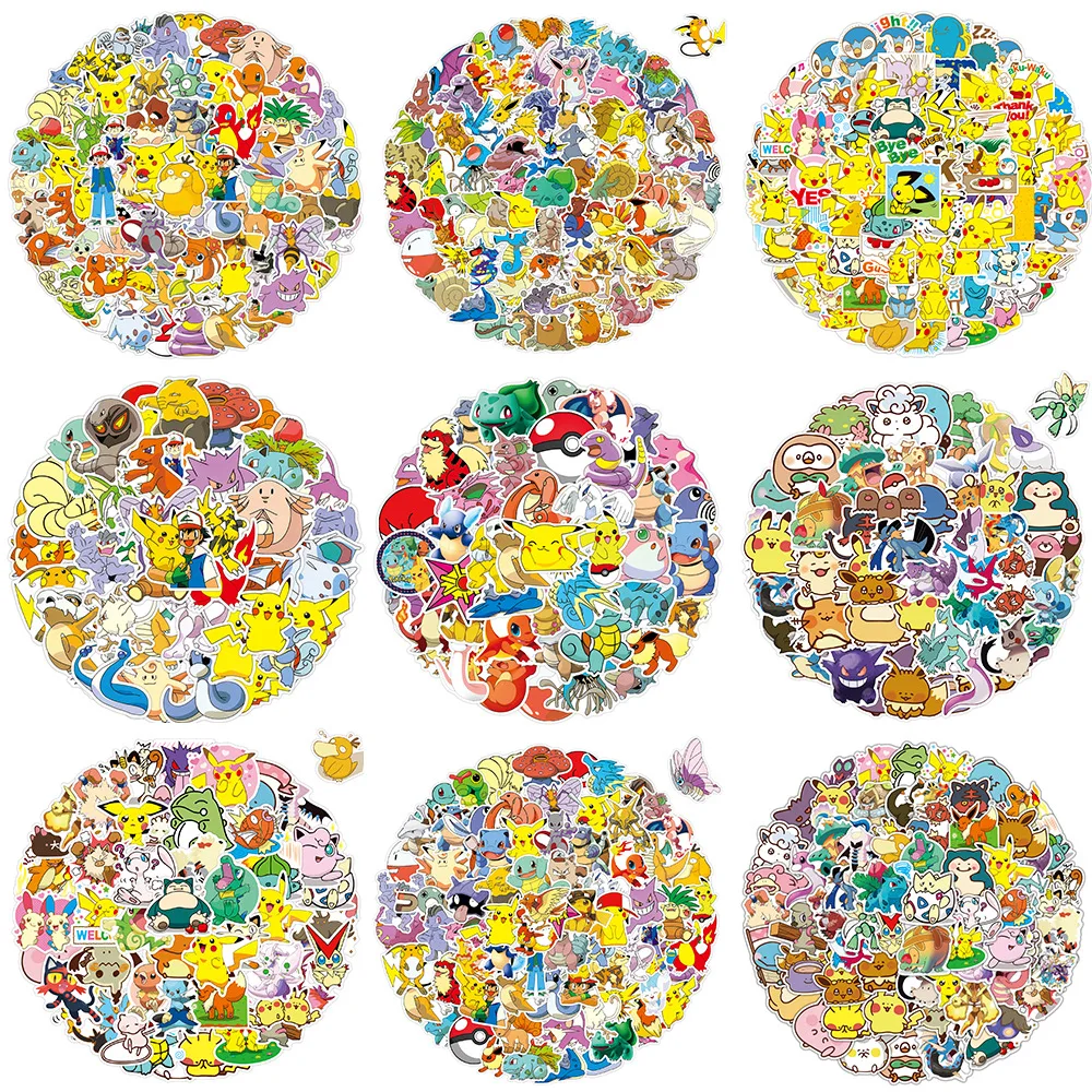 

50/80/100Pcs Anime Pokemon Cartoon Stickers Kawaii Pikachu Skateboard Motorcycle Guitar Car Laptop Kids Decor Scrapbook Sticker