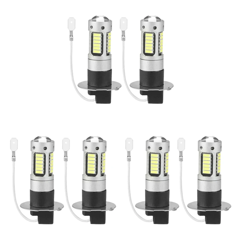 

6Pcs H3 Super Bright LED Fog Driving DRL Light Bulbs Kit 6000K White