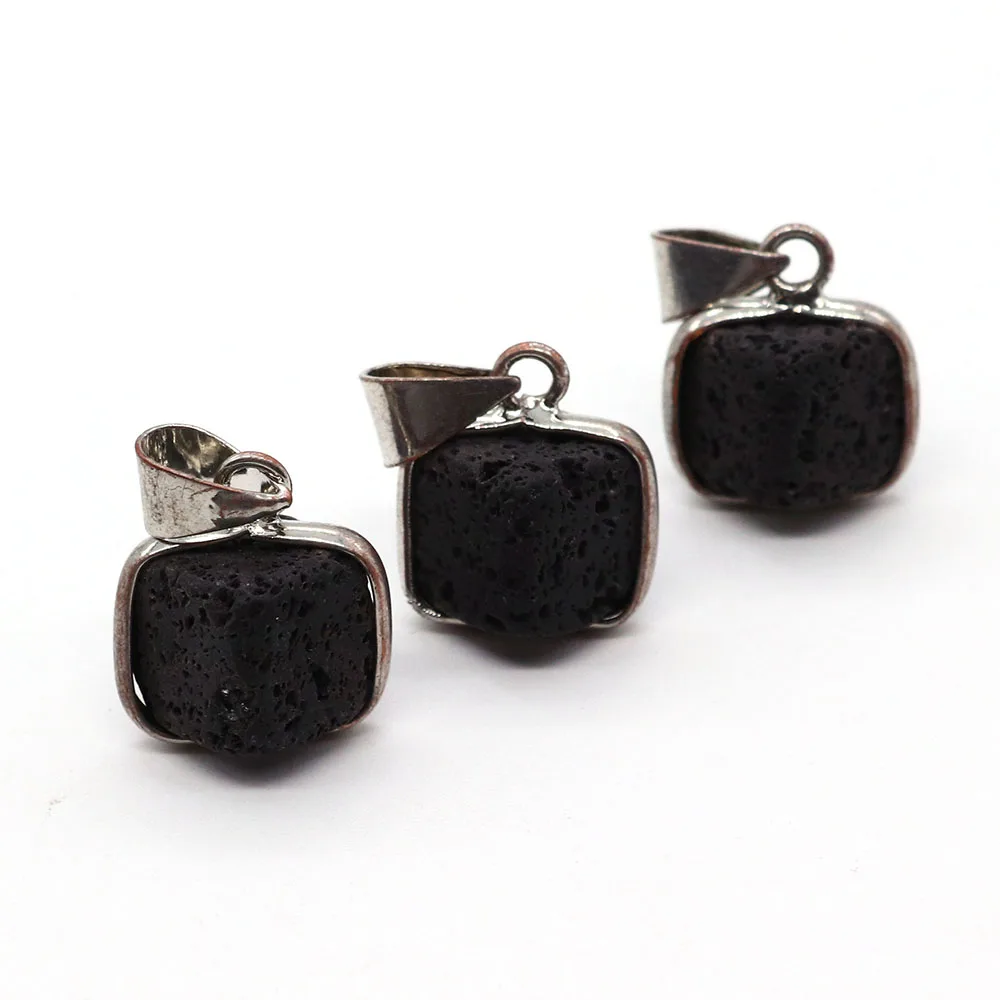 

Natural Volcanic Rock Necklace Pendants Black Lava Stone Pendants Charms for Jewelry Making DIY Earrings Accessories Suppliers