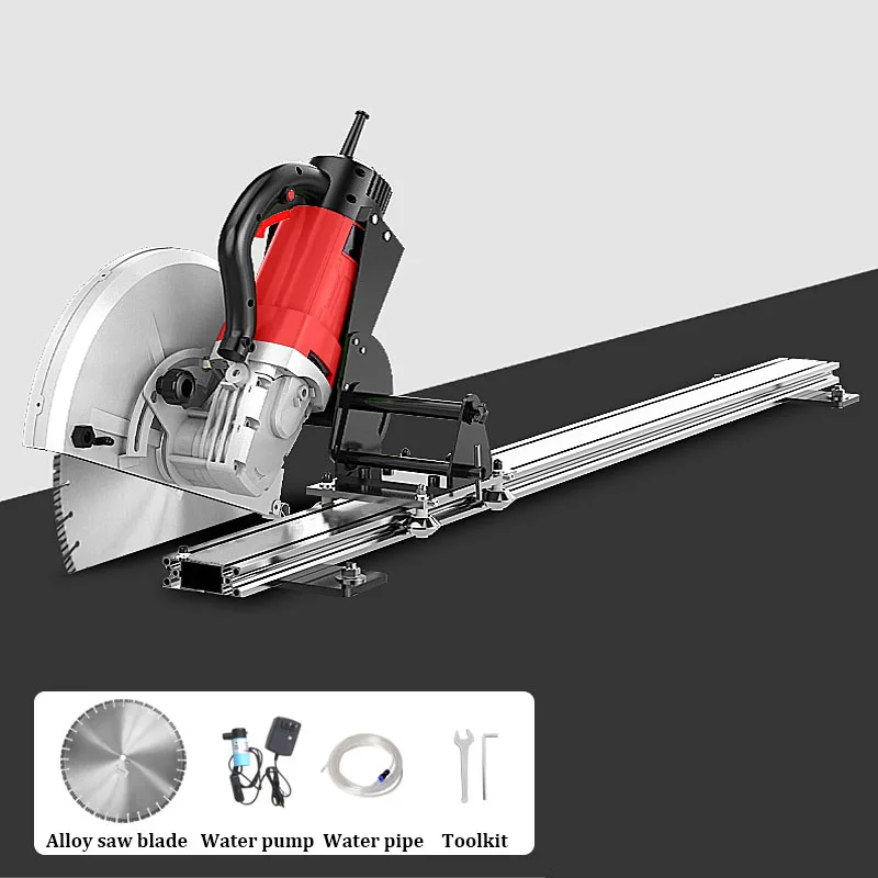 220V Reinforced Concrete Wall Slotting Machine Brick Wall Cutting Machine  Electric Grooving Machine With 2.4m guide rail