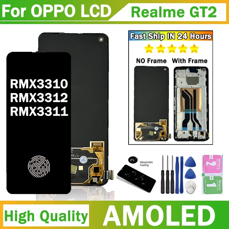 Фото Новый ЖК-дисплей с сенсорным экраном и дигитайзером для Oppo Realme GT2 (6.62 дюйма), модели RMX3312, RMX3311, RMX3310, с рамкой №1