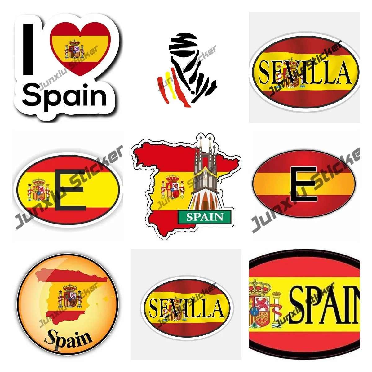 

Spanish Map with Flag Oval Inyl Sticker Spain Country Code E Spain Pride Patriotic Stickers Car Accessories Glue Sticker KK13cm