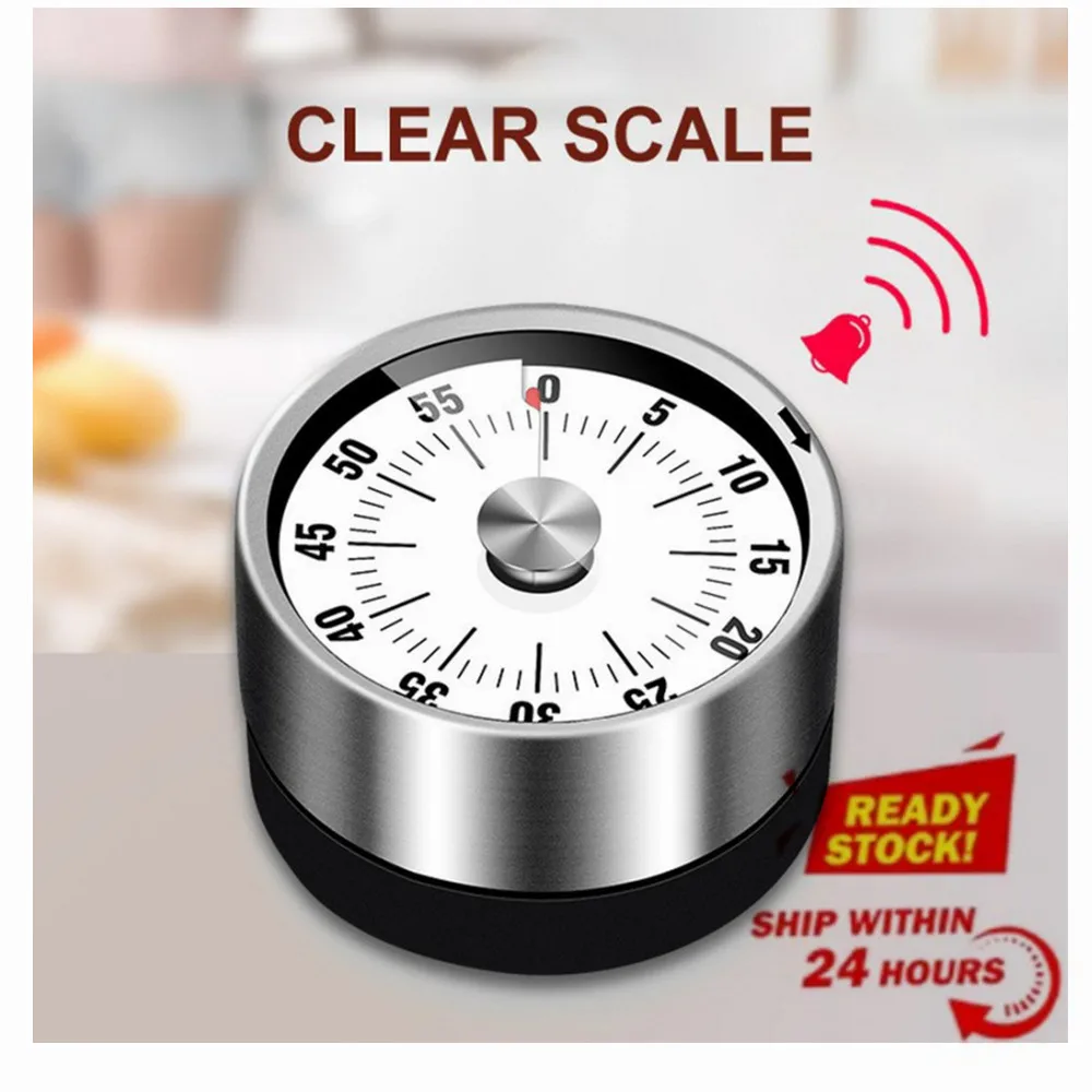 

Новый Визуальный таймер из нержавеющей стали, механический кухонный таймер на 60 минут, будильник для приготовления пищи, таймер с громким будильником, магнитные часы, таймер