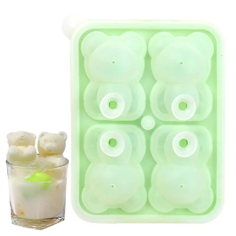 

Bear Ice Cube Tray Lovely 3d Bear Ice Molds Splash-Proof And Easy To Fall Off Ice Ball Mold For Refrigerator With Funnel Lid