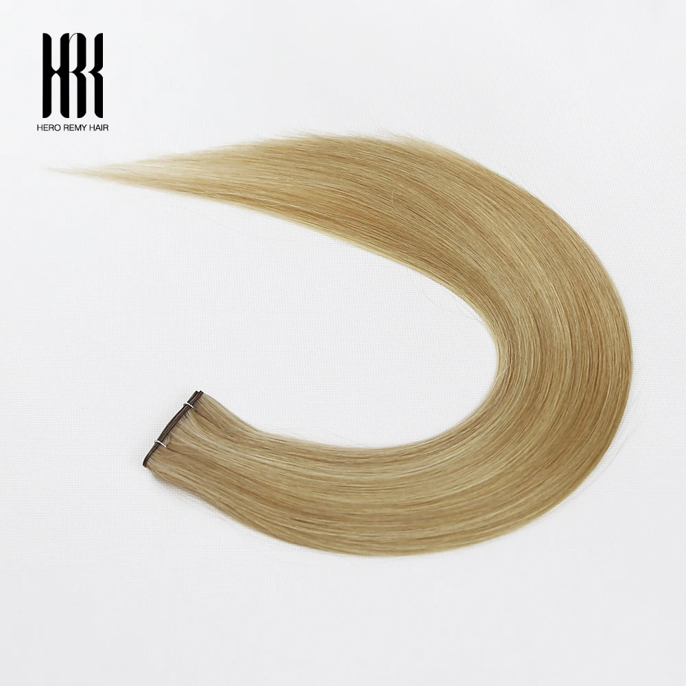 Фото Наращивание волос Genius Weft: 100% натуральные человеческие волосы Remy, прямые, бесшовные, невидимые пучки для женщин, 60 г/шт, 16-22 дюйма №4
