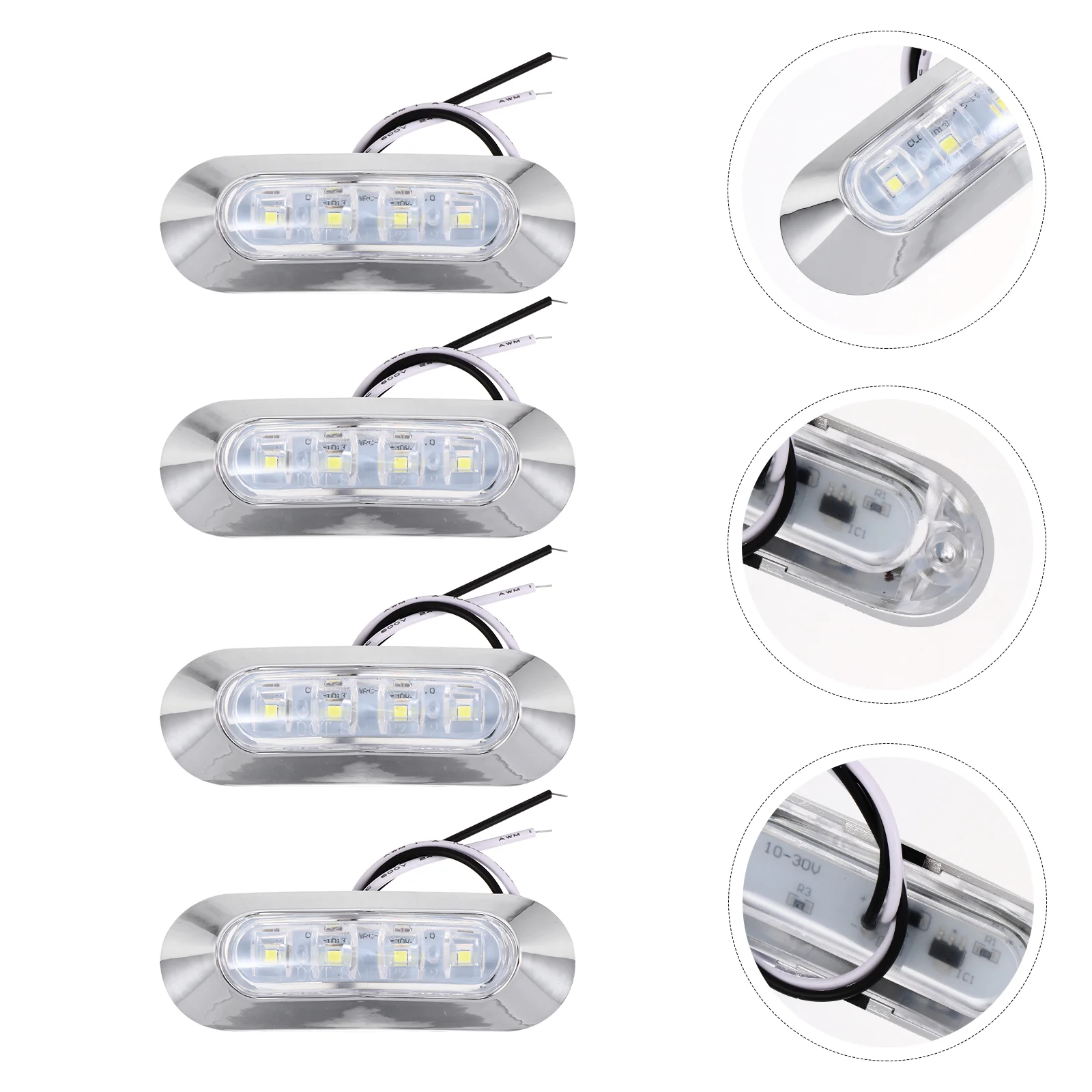 

4 Pcs Waterproof Boat Lights Lights Trailer Kit Signal Truck Universal LED Tail Side Abs