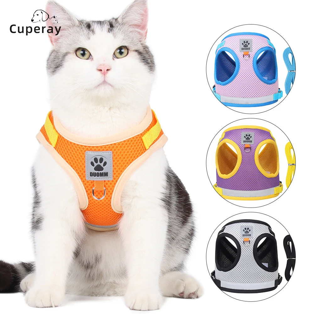 

Cat Harnesses Vest Reflective Nylon Breathable Mesh Puppy Dog Harness and Leash Set for Chihuahua Pug Small Medium Walking Leash