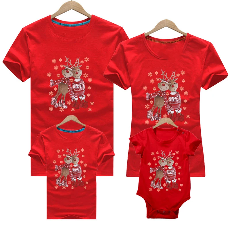 

Christmas New Year T-Shirt Family Look Deer Dad Mom Baby Father Mother Daughter Son Christmas Outfits Family Matching Clothes