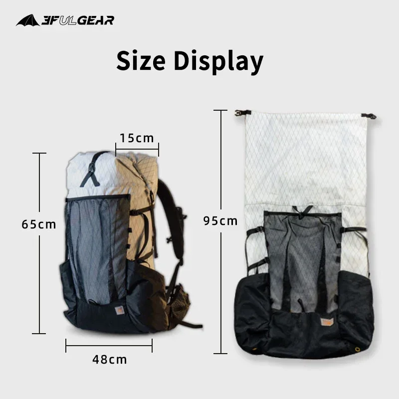 3F UL GEAR 45+10L YUE Camping Outdoor Ultralight Backpack Women/Men Sport Bag X-PAC Breathable Rucksack Adjust System