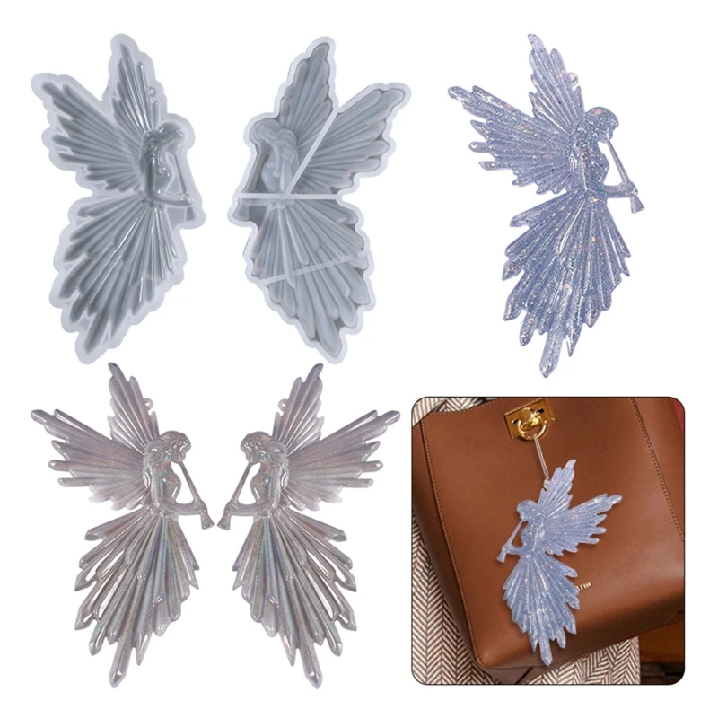 Зеркальная блестящая силиконовая форма для девочки с канавкой и ангелом