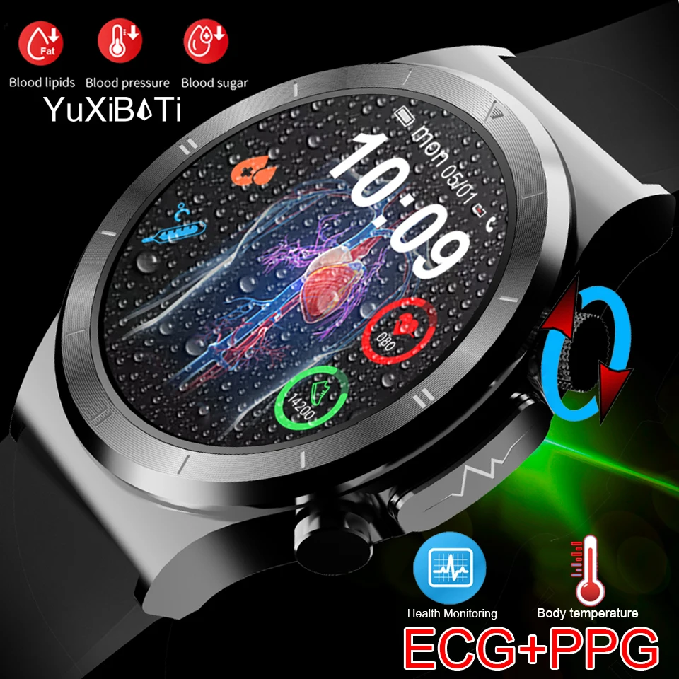 

Accurate Measure Blood Sugar Smart Watch Men ECG PPG Bluetooth Watch Health Blood Pressure Sport Smartwatch Glucometer Watches