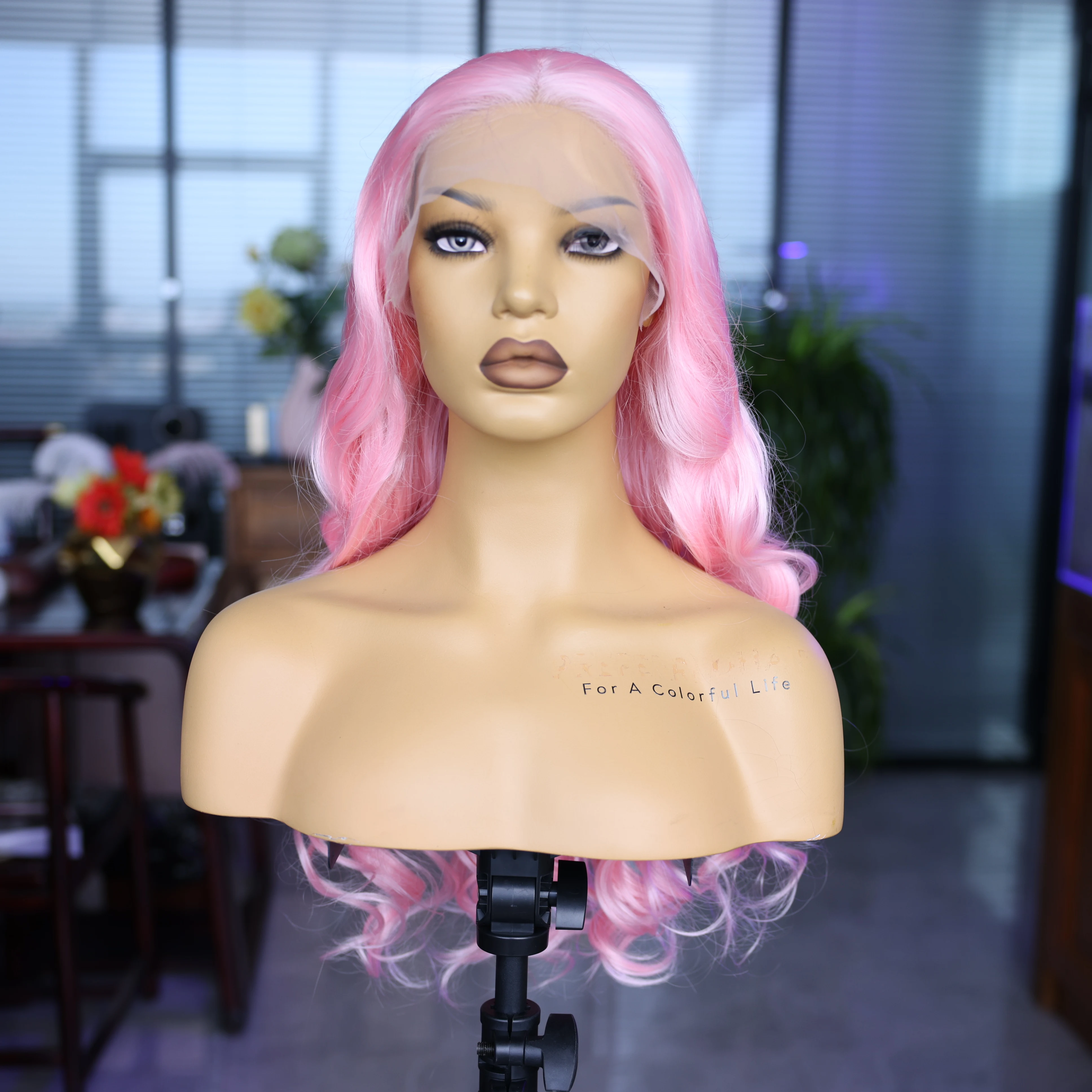 Женский длинный синтетический парик розового цвета для косплея